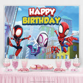 Lofaris Cartoon Little Spider Hero Happy Kids Birthday Backdrop